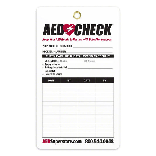 AED Check Tag Front Side