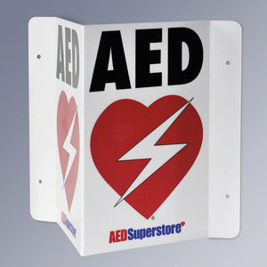 RespondER Flexible AED Wall Sign - Black & Red On White