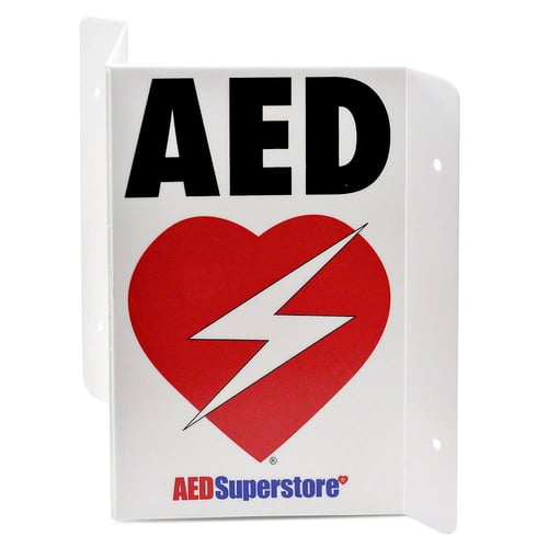 AED Wall Sign Black Red On White