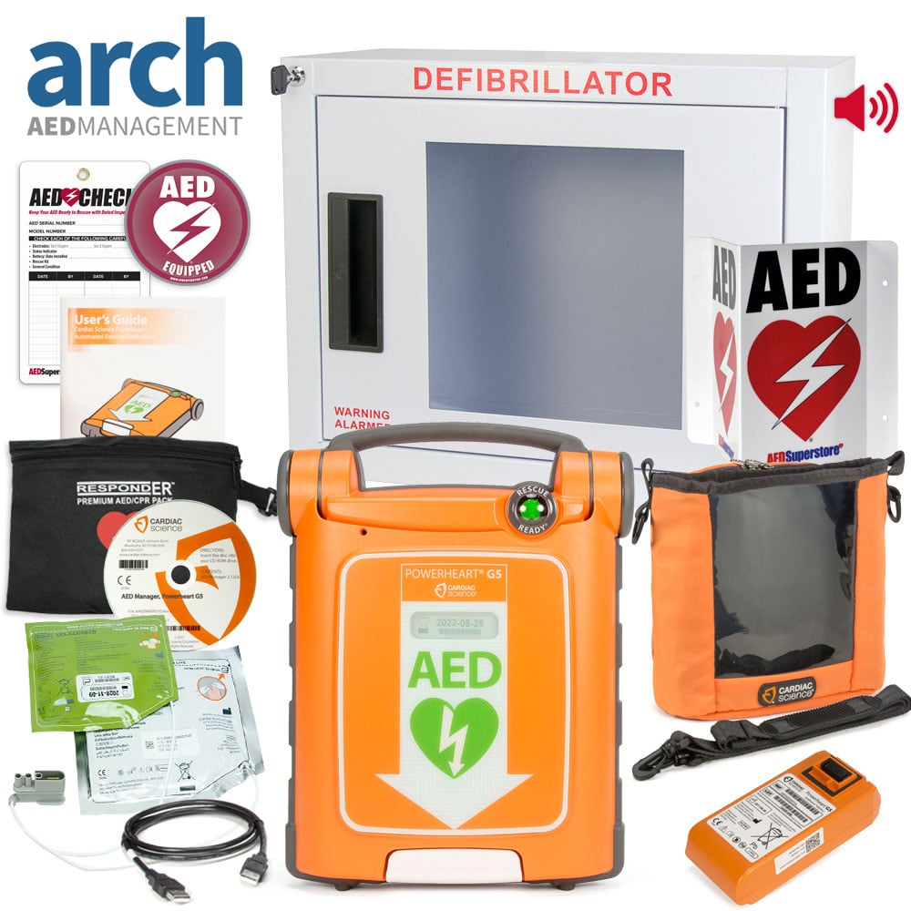 Cardiac Science Powerheart® G5 AED Corporate Value Package Alarm Cabinet