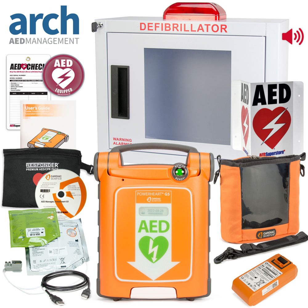 Cardiac Science Powerheart® G5 AED Corporate Value Package Alarm & Strobe Cabinet