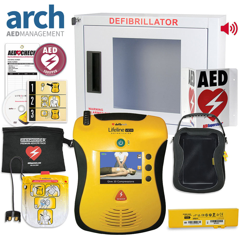 Defibtech Lifeline VIEW/ECG AED Corporate Value Package Alarmed Cabinet