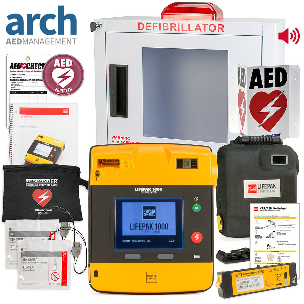 Physio-Control LifePAK 1000 AED Corporate Value Package Strobe and Alarm Cabinet