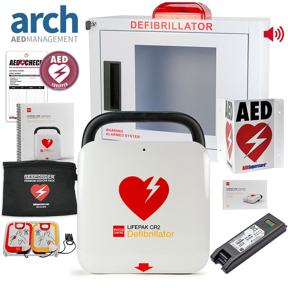 Physio-Control LIFEPAK CR2 AED Corporate Value Package Strobe and Alarm Cabinet