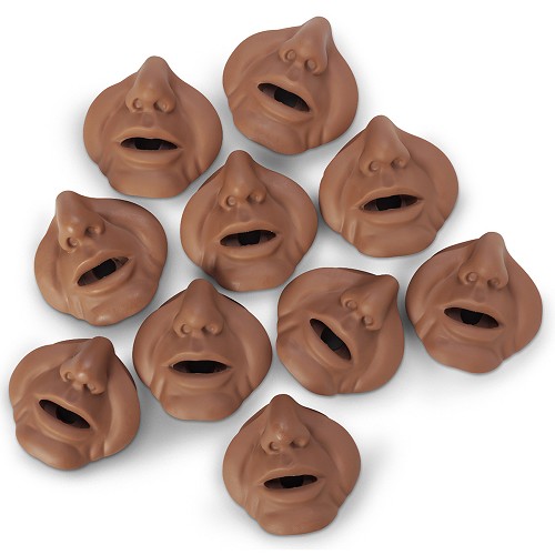 Life/Form Bariatric Manikin Replacement Face Inserts Dark Skin Tone, 10-pack