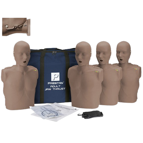 Prestan Professional Adult Jaw Thrust Dark Skin Manikin (4-Pack) with ...