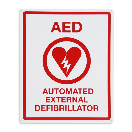 AED Flat Wall Sign-Metal – Workday Safety